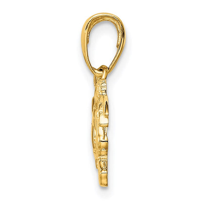 14K Gelbgold Flying Cherubs Holding Herz Anhänger