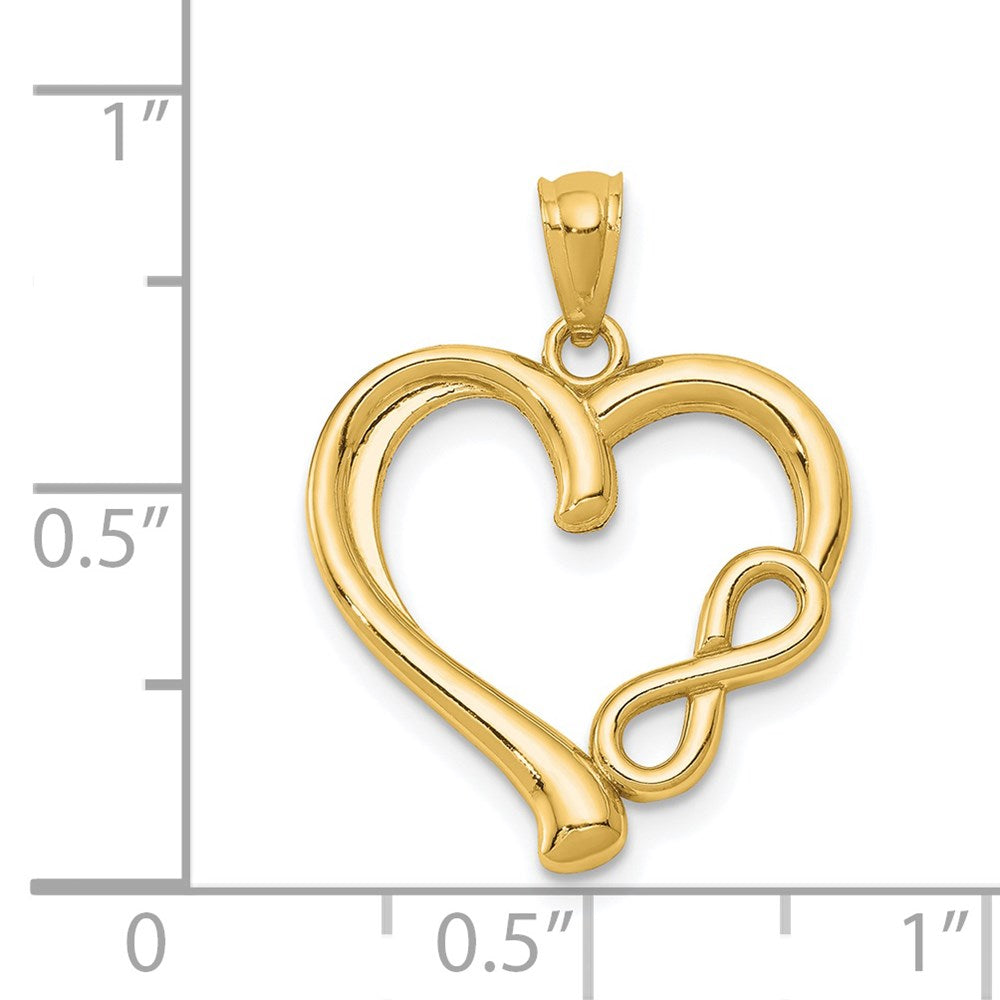 14K Gelbgold Poliert Unendlichkeit Symbol Herz Anhänger