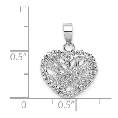 14K Weißgold Offen Draht Herz Anhänger