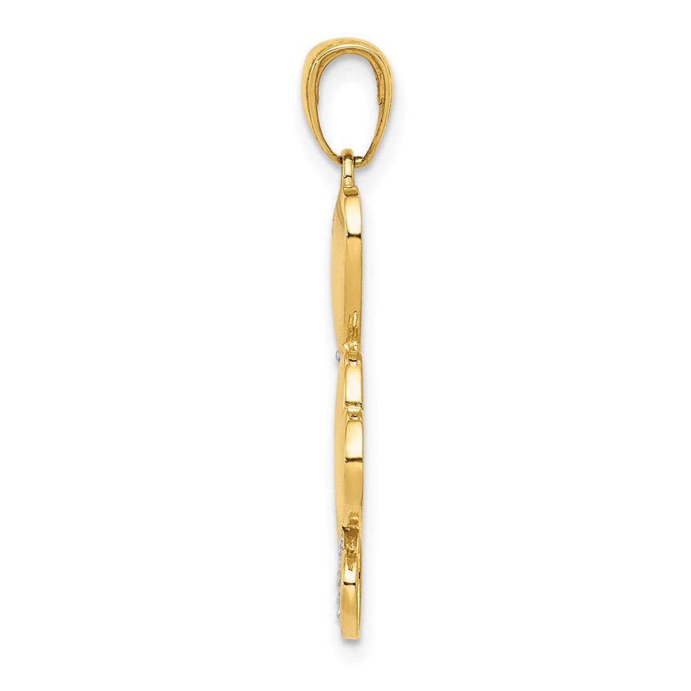 14K Gelb- und Rhodium-Gold sowie Weiß-Rhodium polierter Herzen-Anhänger