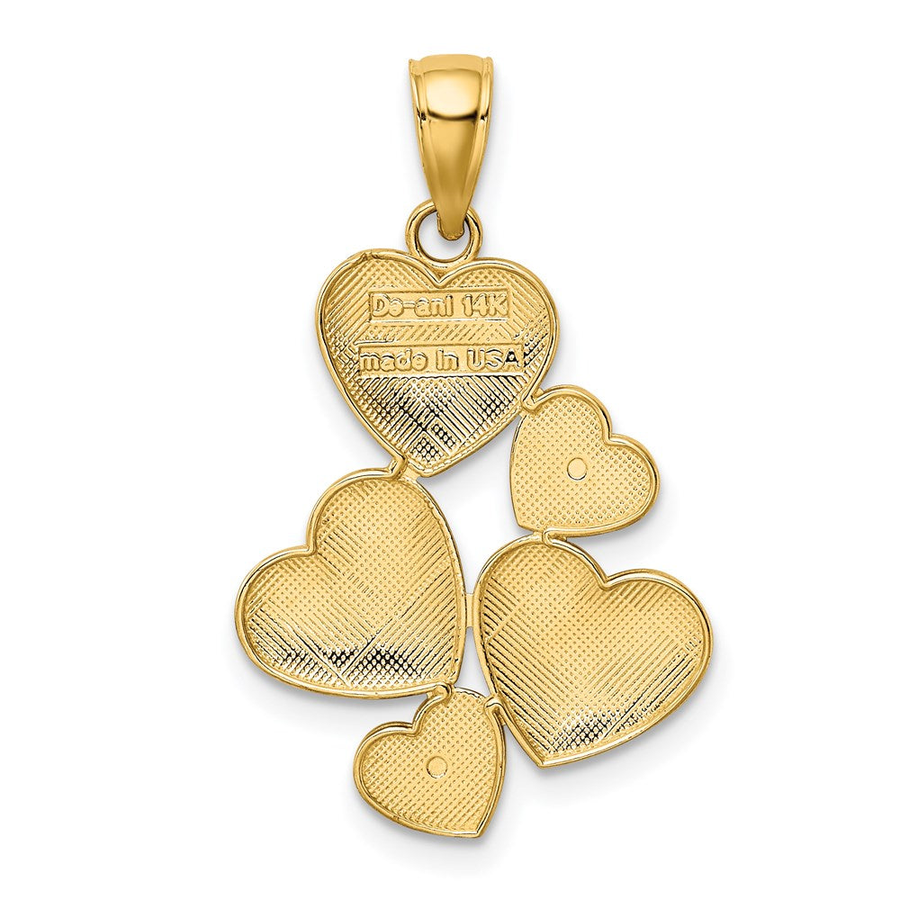 14K Gelb- und Rhodium-Gold sowie Weiß-Rhodium polierter Herzen-Anhänger