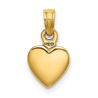 14K Gelbgold Poliert Massiv 3d Herz Anhänger