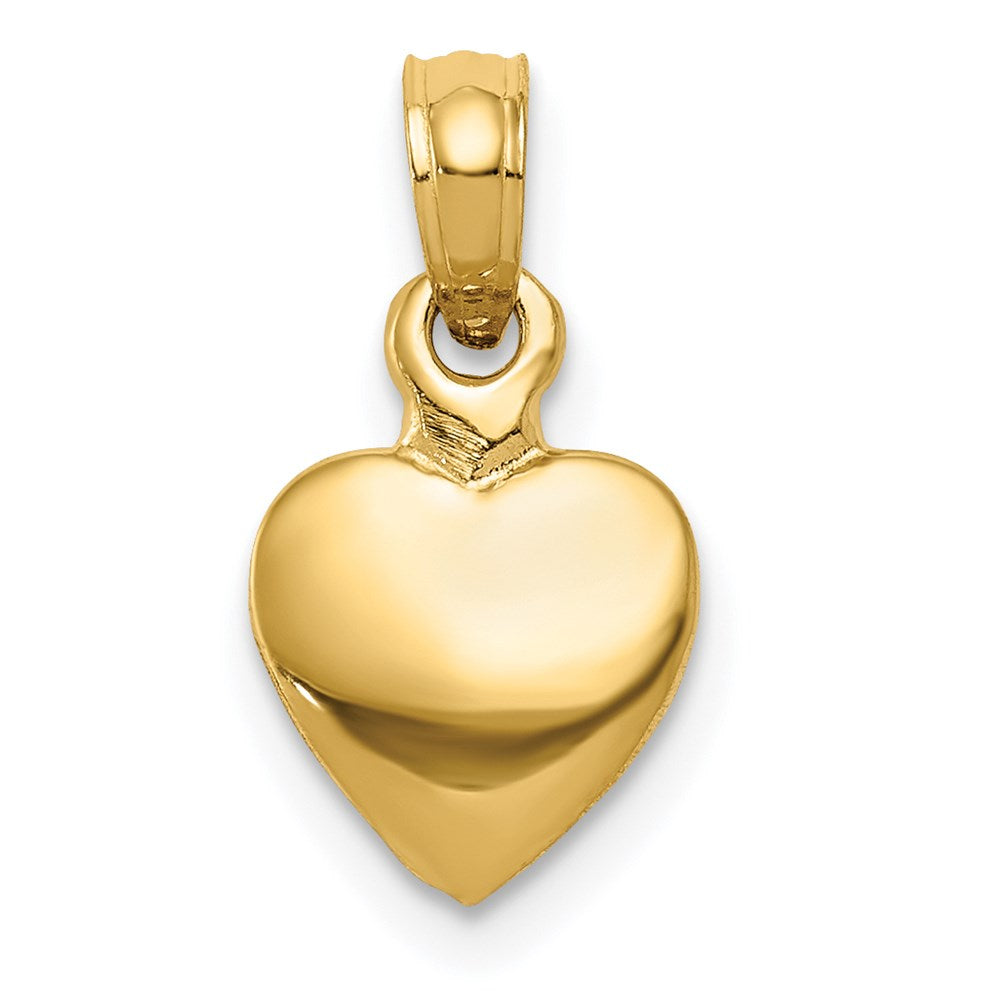 14K Gelbgold Poliert Massiv 3d Herz Anhänger