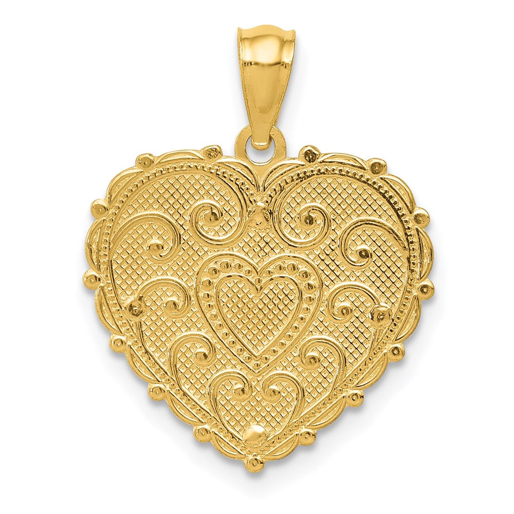 14K Tricolor-Gold polierter Schattenbox-Anhänger „#1 MOM