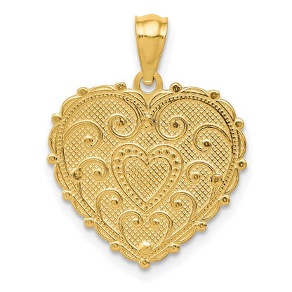 14K Tricolor-Gold polierter Schattenbox-Anhänger „#1 MOM