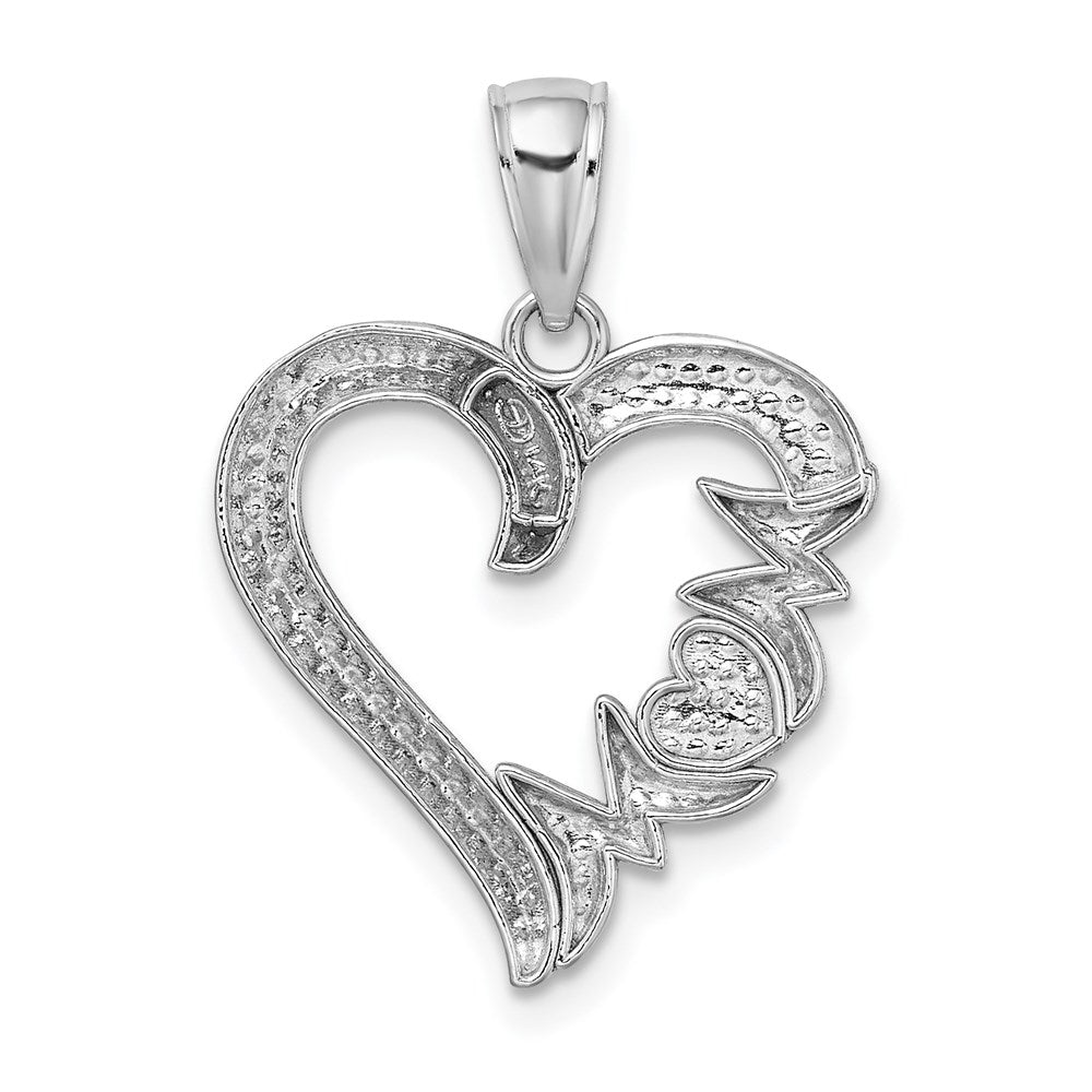 14K Weißgold Herz mit Mama Charm