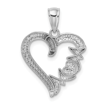 14K Weißgold Herz mit Mama Charm