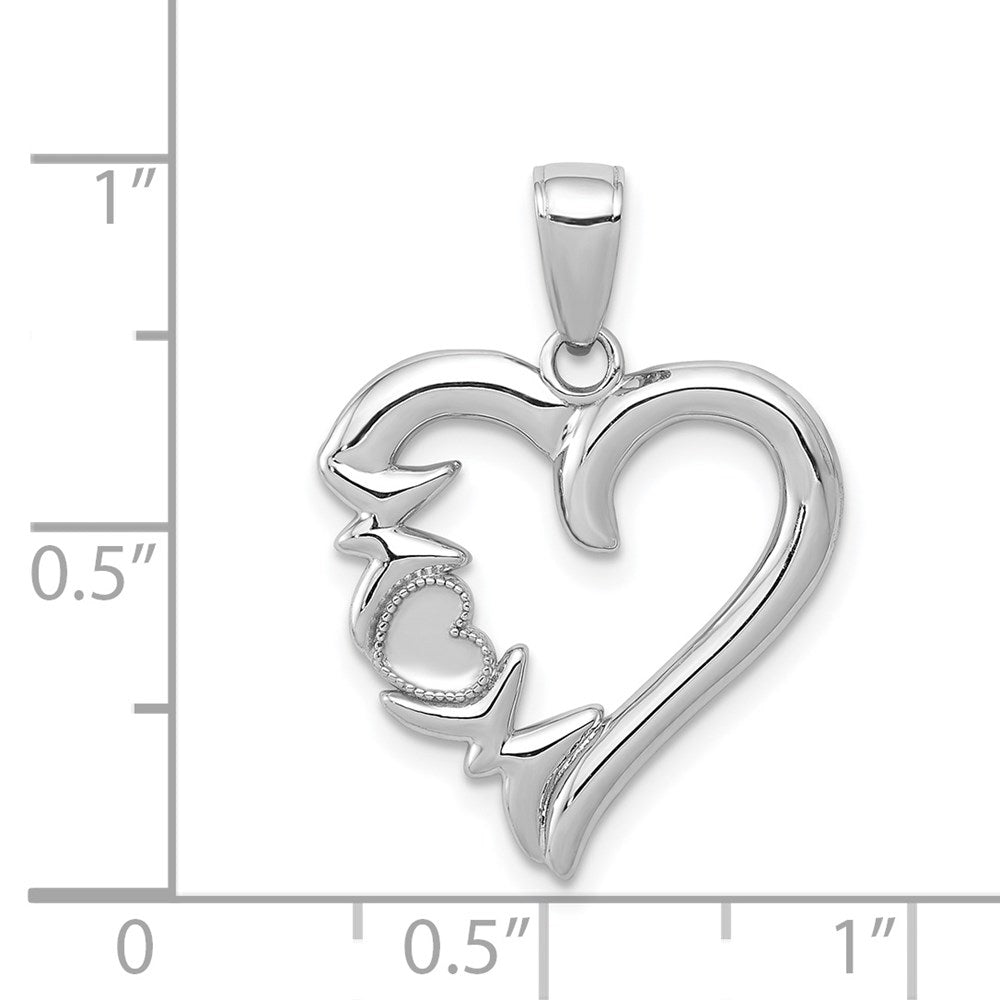 14K Weißgold Herz mit Mama Charm