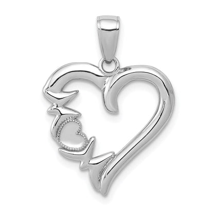 14K Weißgold Herz mit Mama Charm