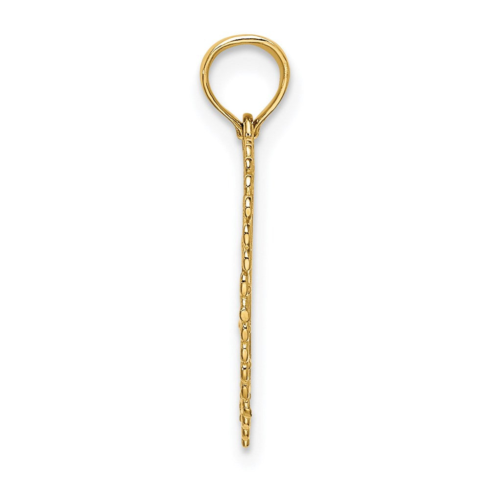 14K Gelbgold Poliert Daddys Little Mädchen Strukturiert Herz Charm