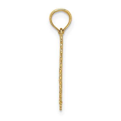 14K Gelbgold Poliert Daddys Little Mädchen Strukturiert Herz Charm