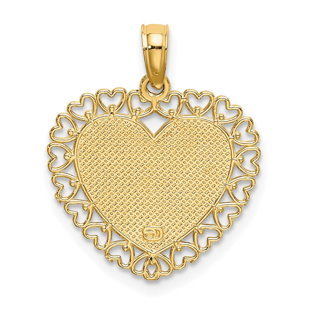 14K Gelbgold Poliert Daddys Little Mädchen Strukturiert Herz Charm