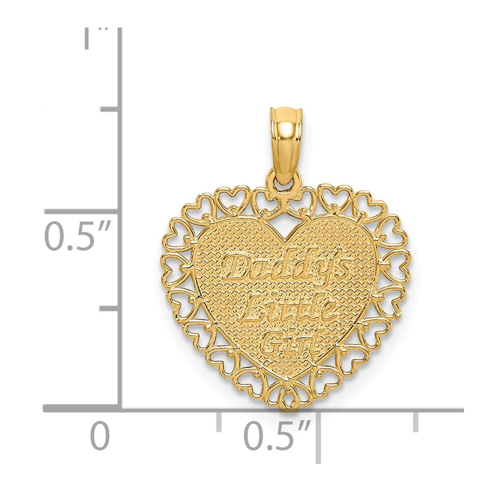 14K Gelbgold Poliert Daddys Little Mädchen Strukturiert Herz Charm