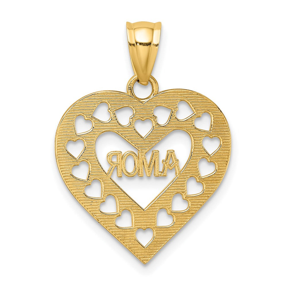 14K Gelbgold Amor in Ausgeschnitten Herz Charm