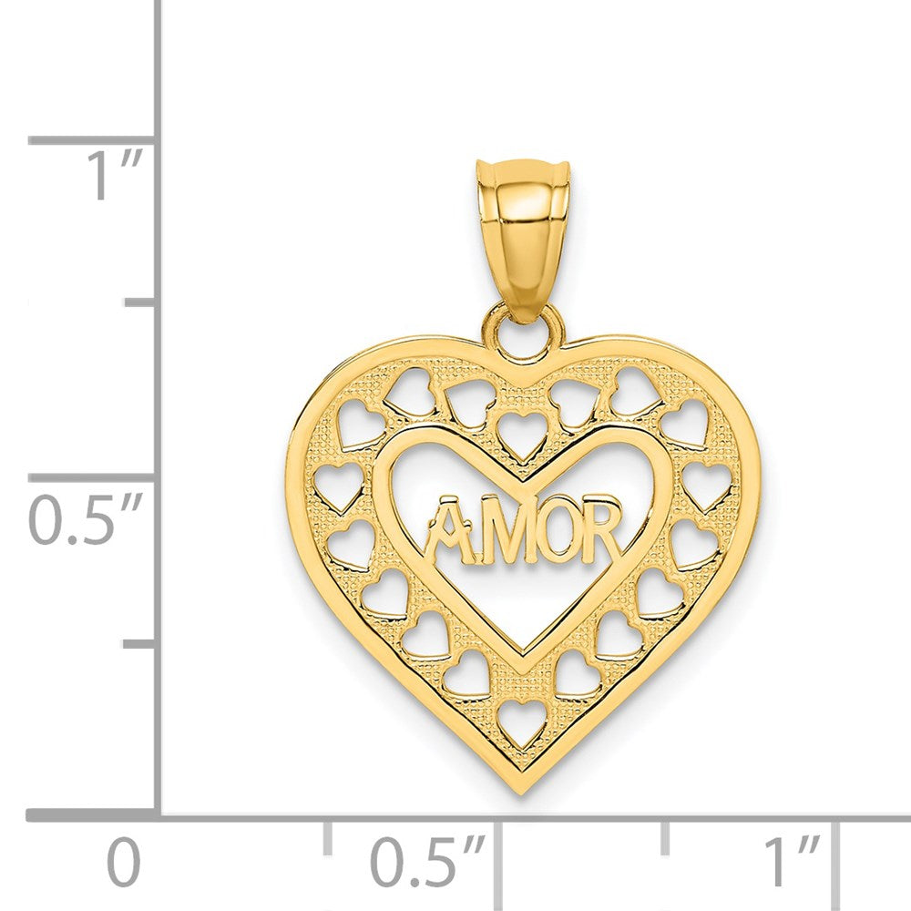 14K Gelbgold Amor in Ausgeschnitten Herz Charm