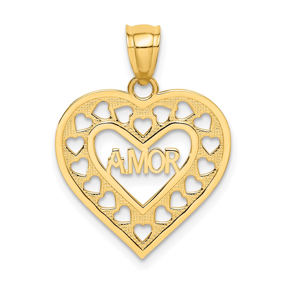 14K Gelbgold Amor in Ausgeschnitten Herz Charm