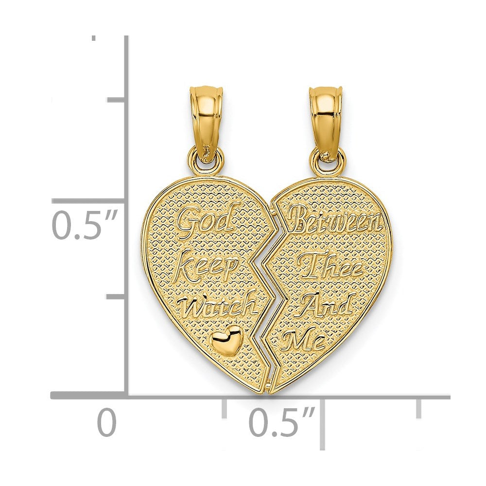 14 Karat Gelbgold "KEEP WATCH BETWEEN" Trennbarer Herz-Charm