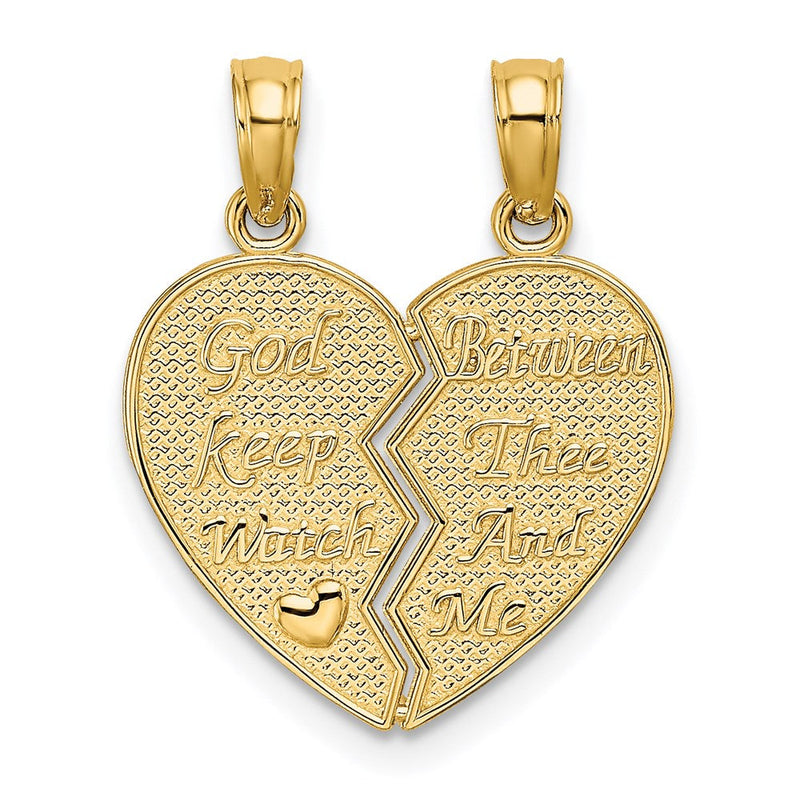 14 Karat Gelbgold "KEEP WATCH BETWEEN" Trennbarer Herz-Charm