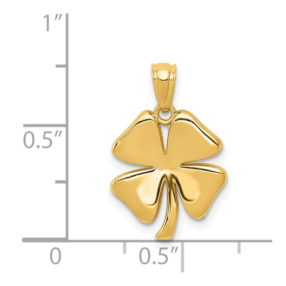 14K Gelbgold Poliert 4 Blatt Klee Anhänger