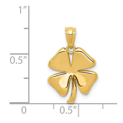 14K Gelbgold Poliert 4 Blatt Klee Anhänger