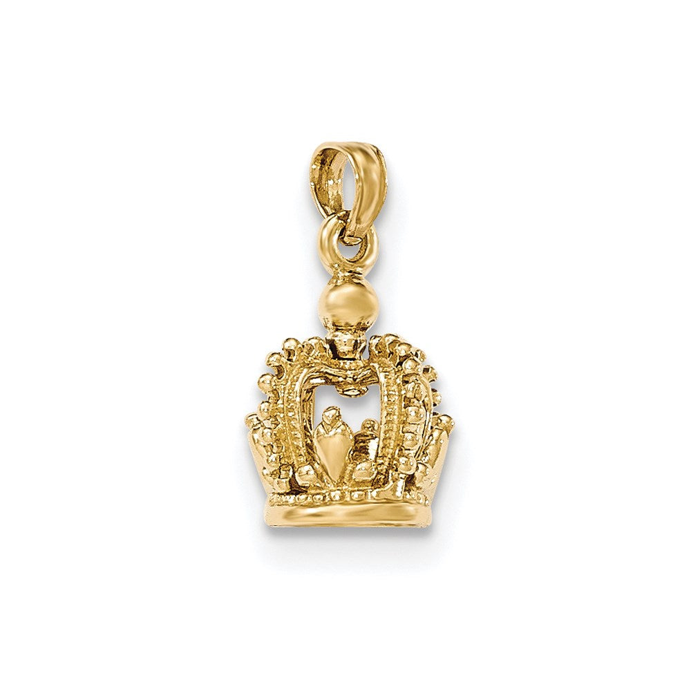 14K Gelbgold 3-D-Kronen-Anhänger