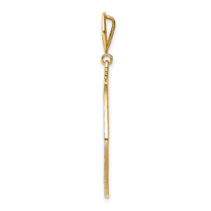 14K Gelb- und Rhodiumgold Fleur-de-Lis-Anhänger mit Rhodium