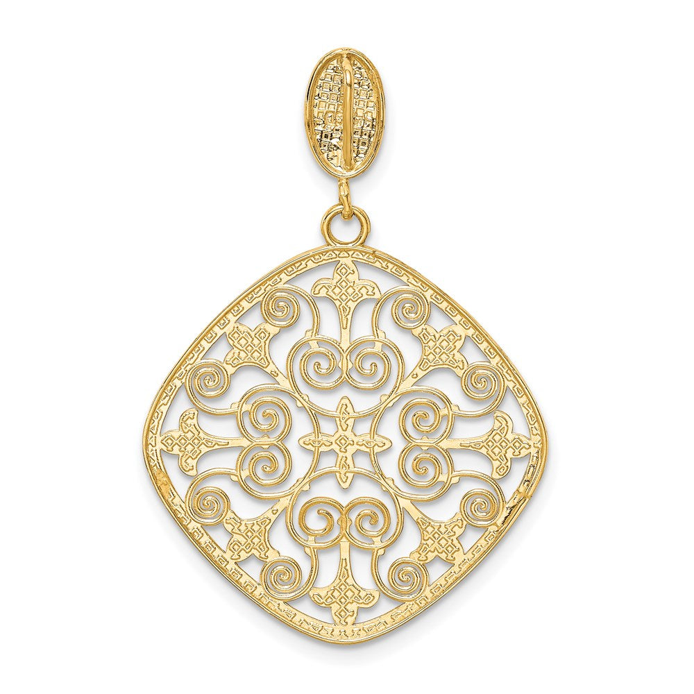 14K Gelb- und Rhodiumgold Fleur-de-Lis-Anhänger mit Rhodium