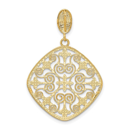 14K Gelb- und Rhodiumgold Fleur-de-Lis-Anhänger mit Rhodium