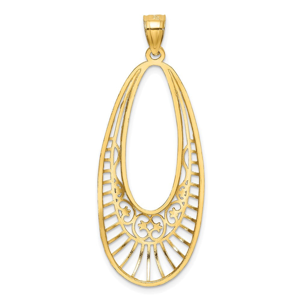 14K Gelbgold & rhodiniertes Gold Ovaler Anhänger