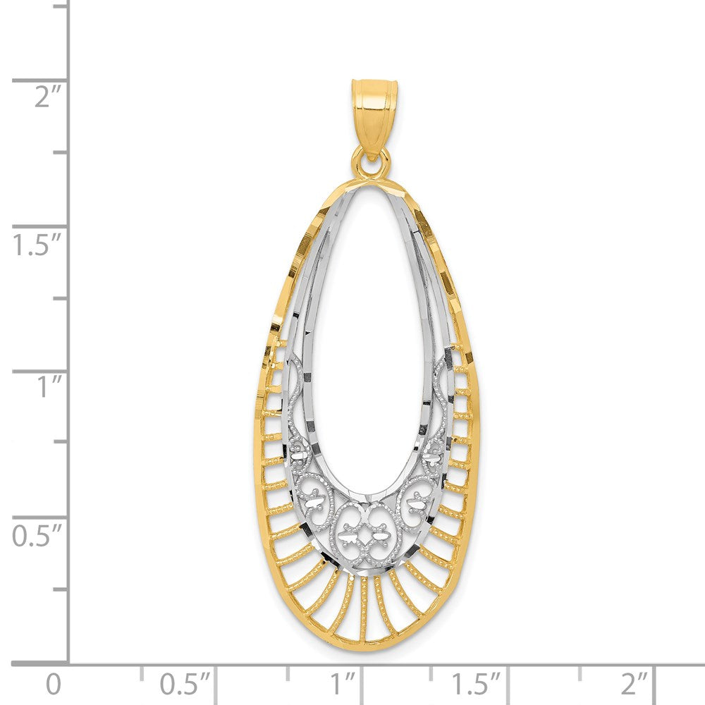 14K Gelbgold & rhodiniertes Gold Ovaler Anhänger