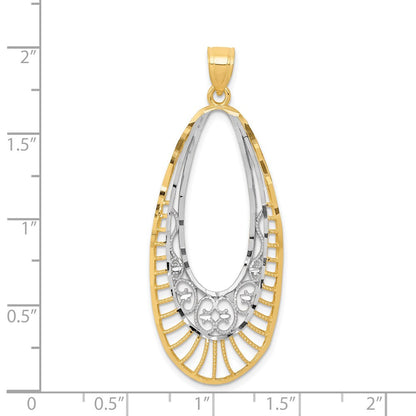 14K Gelbgold & rhodiniertes Gold Ovaler Anhänger