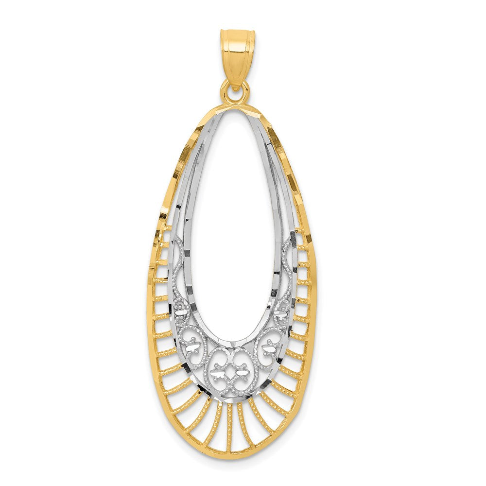 14K Gelbgold & rhodiniertes Gold Ovaler Anhänger
