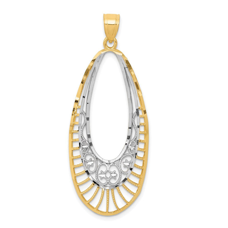 14K Gelbgold & rhodiniertes Gold Ovaler Anhänger