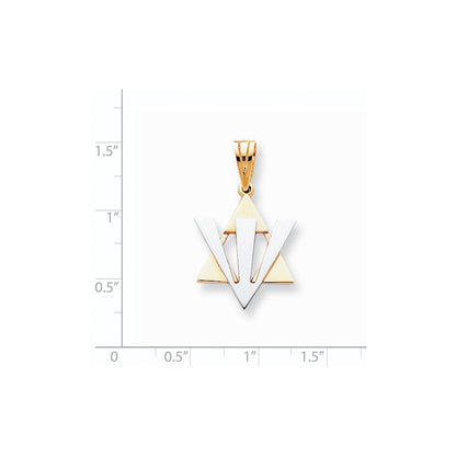 14K Bicolor Gold Fancy Davidstern-Anhänger mit Schin