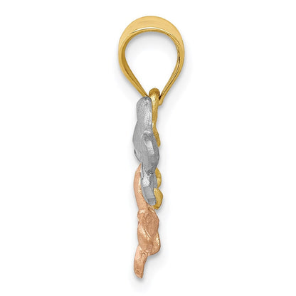 14K Tricolor Blume Anhänger