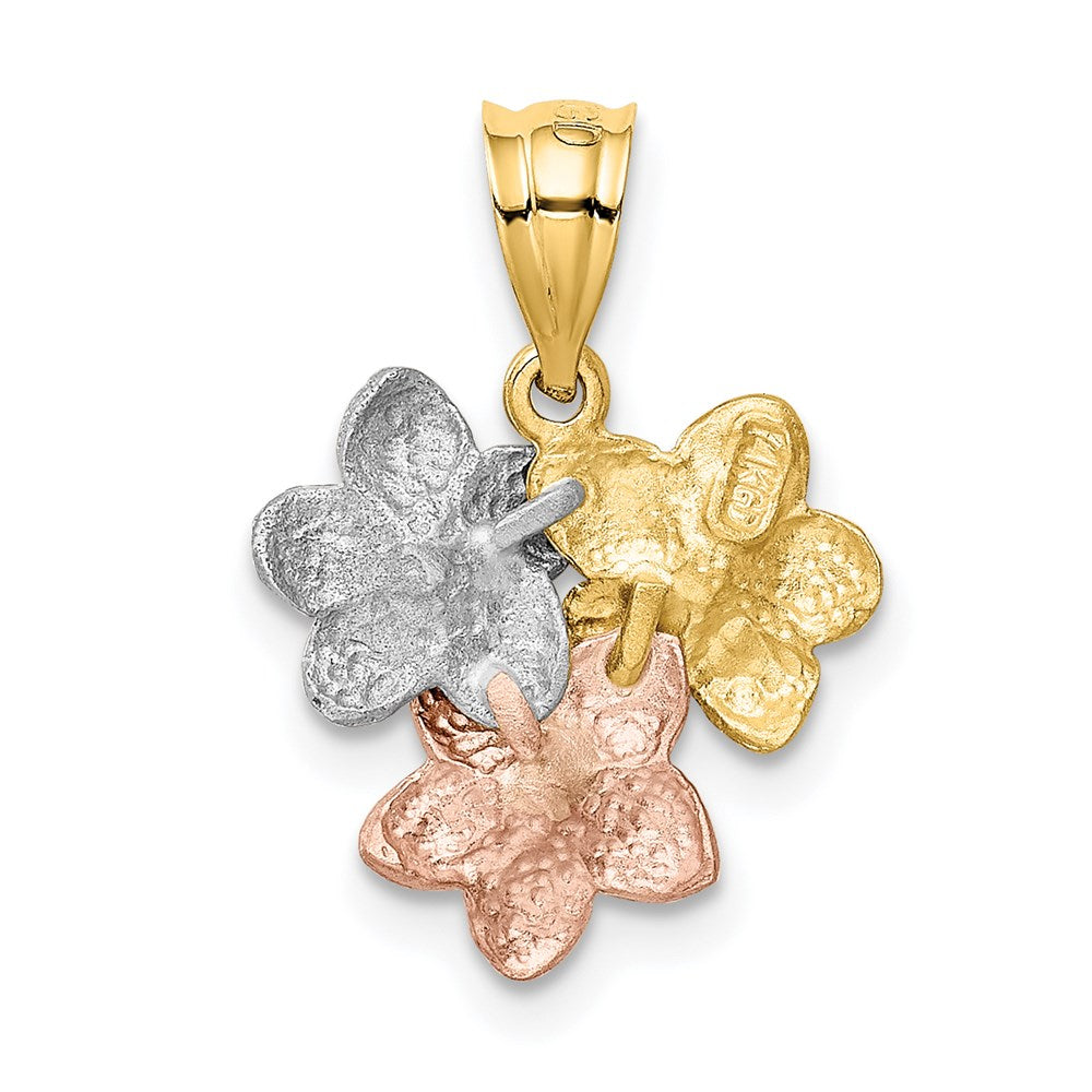 14K Tricolor Blume Anhänger