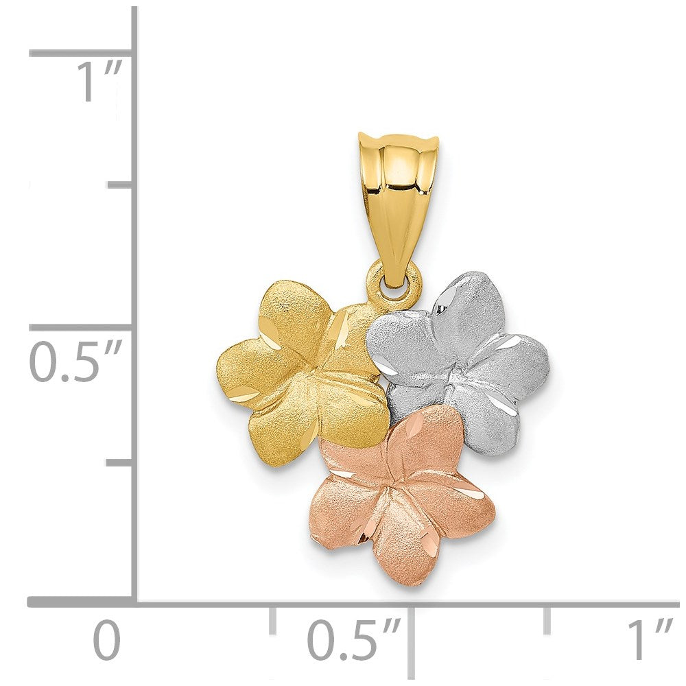 14K Tricolor Blume Anhänger