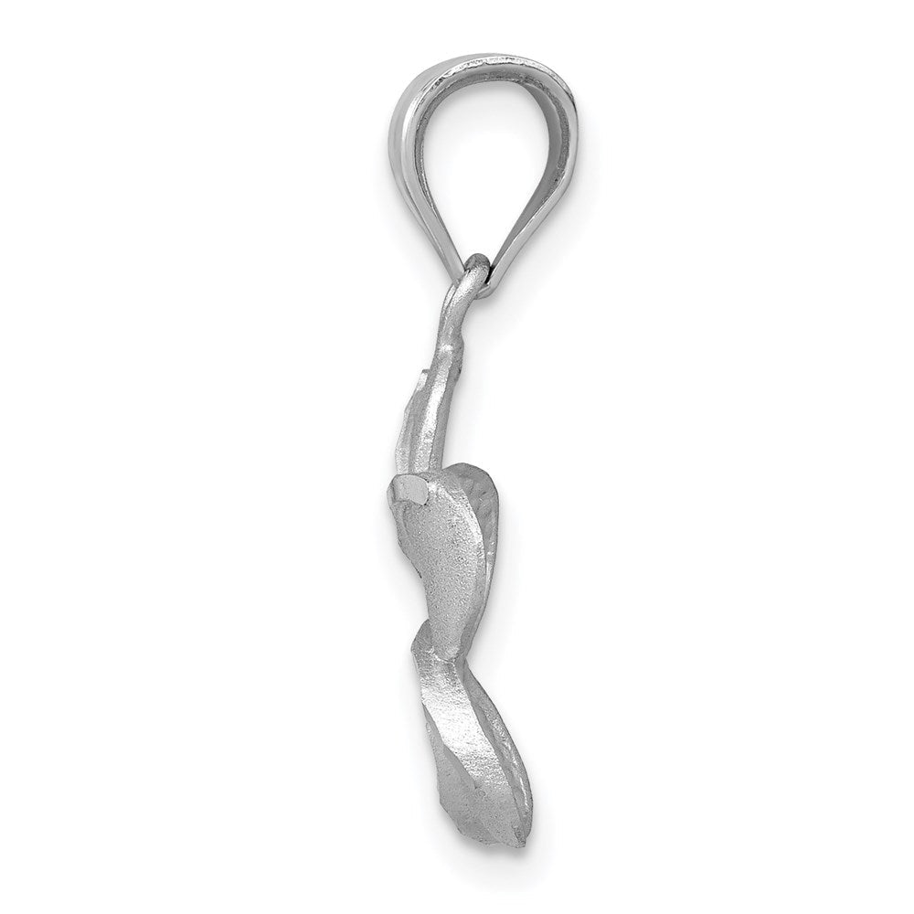 14K Gelb & Rhodium Gold Dipped in Weiß Satiniert Diamantiert Plumeria Charm