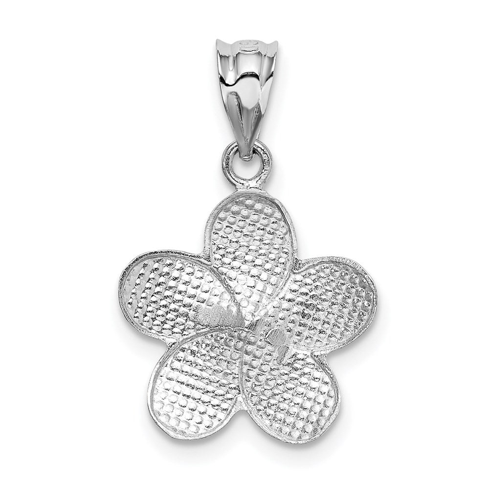 14K Gelb & Rhodium Gold Dipped in Weiß Satiniert Diamantiert Plumeria Charm