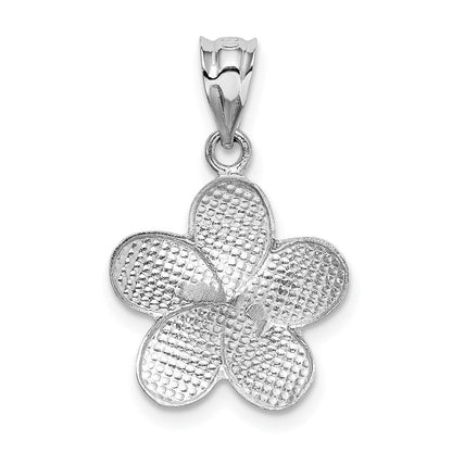14K Gelb & Rhodium Gold Dipped in Weiß Satiniert Diamantiert Plumeria Charm