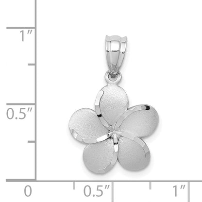 14K Gelb & Rhodium Gold Dipped in Weiß Satiniert Diamantiert Plumeria Charm