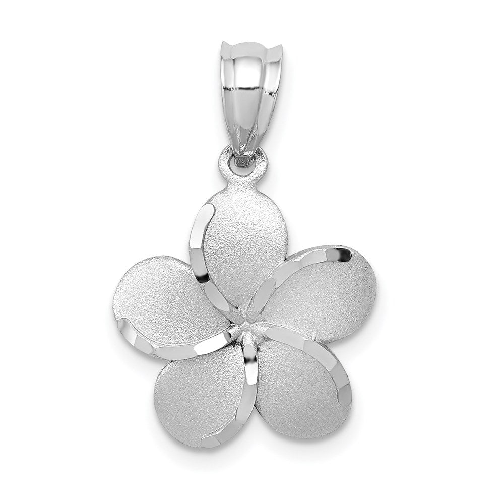 14K Gelb & Rhodium Gold Dipped in Weiß Satiniert Diamantiert Plumeria Charm