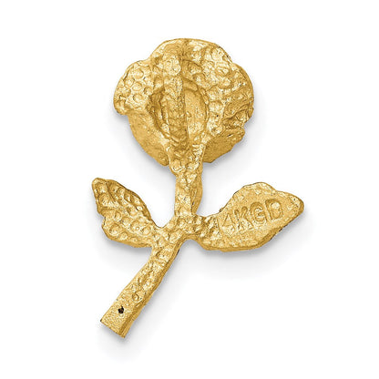 14K Gelbgold Satiniert Diamantiert Rose Kette Anhänger