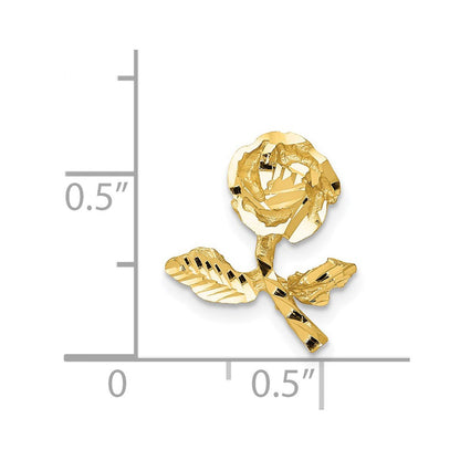14K Gelbgold Satiniert Diamantiert Rose Kette Anhänger