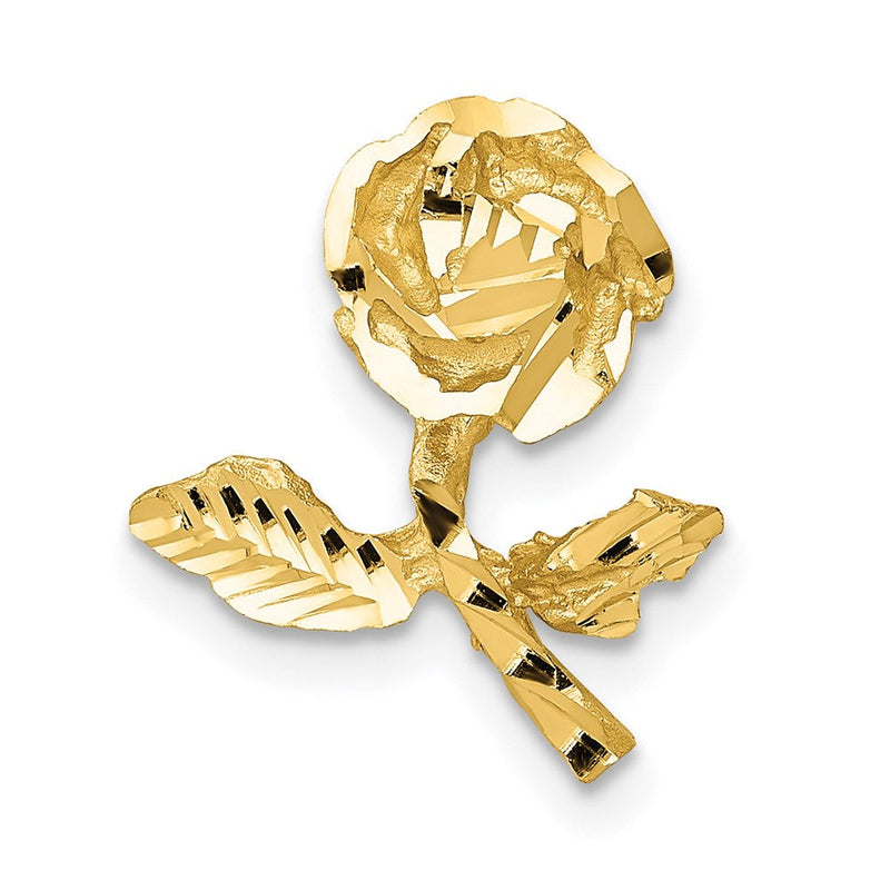 14K Gelbgold Satiniert Diamantiert Rose Kette Anhänger