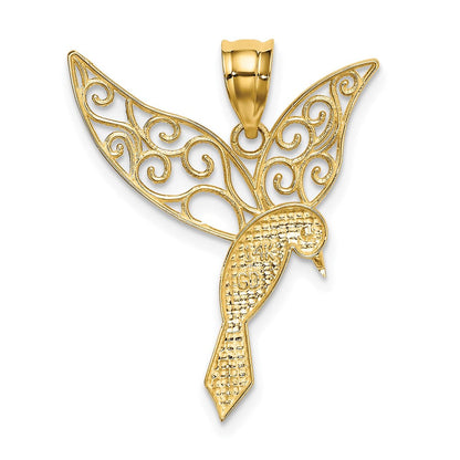 14K Gelbgold Poliert Hummingbird Anhänger