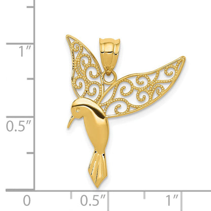 14K Gelbgold Poliert Hummingbird Anhänger