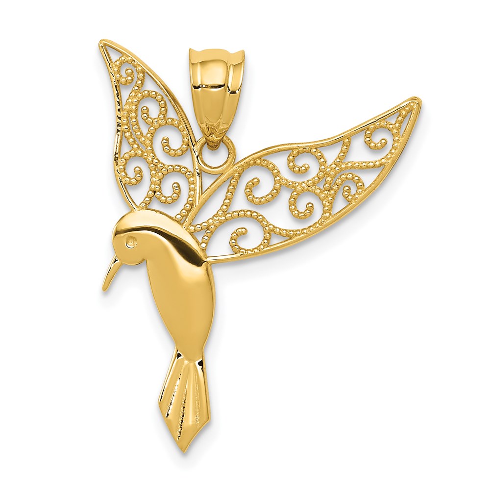 14K Gelbgold Poliert Hummingbird Anhänger