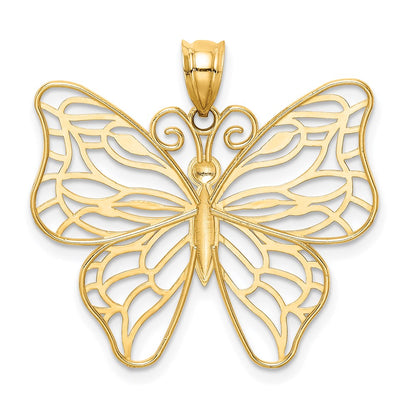 14K Gelbgold Polierter Großer Schmetterlings-Anhänger