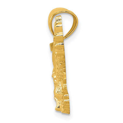 14K Gelbgold Gold Polierter und Strukturierter Adler-Anhänger